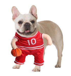 Snifii Dog Basketball Player Costume – Adjustable Funny Sports Outfit for Halloween (Red