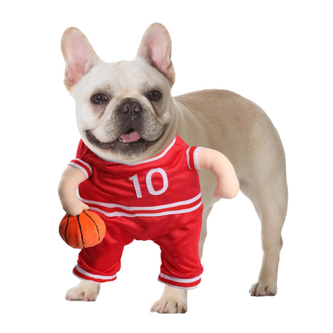 Snifii Dog Basketball Player Costume – Adjustable Funny Sports Outfit for Halloween (Red
