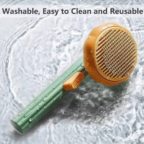 Snifii Pumpkin Pet Grooming Brush – Self-Cleaning Deshedding Brush for Cats & Dogs