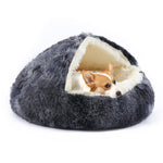 Snifii Round Hooded Plush Pet Bed – Self-Warming Anti-Anxiety Donut Bed for Puppies & Kittens