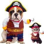 Snifii Dog Costume Pirates of The Caribbean Style Funny Pet Dog Cat Halloween Costumes with Hat Dog Clothes for Small Medium Dogs Cats Puppy Corsair Dress Up Outfit Party Clothing Cool Apparel (X-Small)