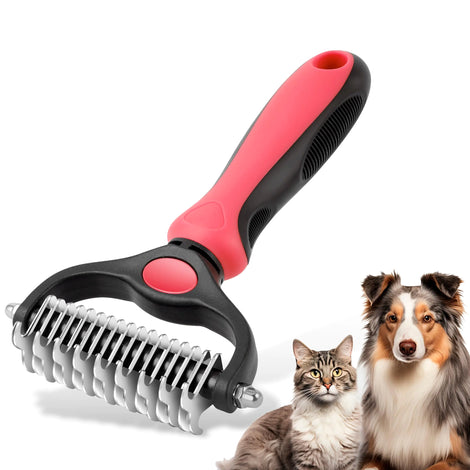 Snifii Double-Sided Pet Grooming Brush – Professional Deshedding & Dematting Tool for Dogs & Cats (Pink)