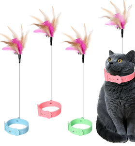 Snifii Cat Collars with Feather Toys – 3PCS Interactive Cat Toy Set with Bell (Pink, Blue & Green)
