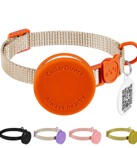 Snifii Nylon Cat Collar with AirTag Holder & ID Tag – Breakaway Safety Design (Orange, Size S)