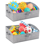 Snifii VCEPJH Dog Toy Basket Storage Box – 2 Pack Foldable Shallow Puppy Toy Bins with Handles (Gray)