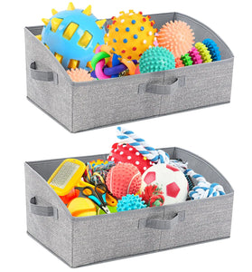 Snifii VCEPJH Dog Toy Basket Storage Box – 2 Pack Foldable Shallow Puppy Toy Bins with Handles (Gray)