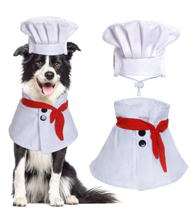 Snifii Pet Chef Costume Set – Chef Hat with Red Scarf for Small Dogs and Cats