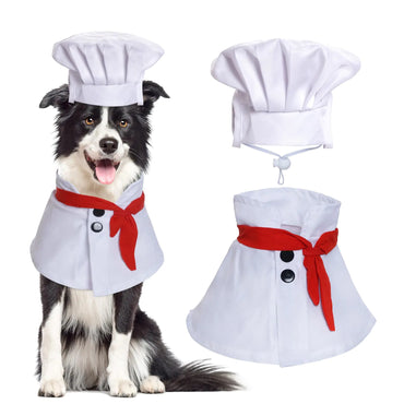 Snifii Pet Chef Costume Set – Chef Hat with Red Scarf for Small Dogs and Cats