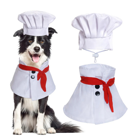 Snifii Pet Chef Costume Set – Chef Hat with Red Scarf for Small Dogs and Cats