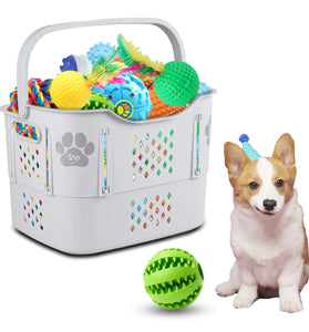 Snifii Large Collapsible Dog Toy Basket – 45.2qt / 43L Foldable Plastic Storage Bin with Comfortable Handles (Gray)