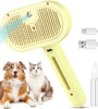Snifii 3-in-1 Cat Steam Brush & Pet Spray Hair Removal Comb – Rechargeable Self-Cleaning Slicker Comb with Release Button (Yellow)