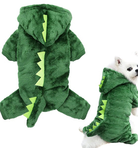 Snifii Idepet Dog Clothes Small Pet Costume Halloween Dinosaur Shark Costume Dog Clothing Puppy Outfits Funny Apparel Dressing up Party Halloween Christmas (S Green-Dinosaur Costume)