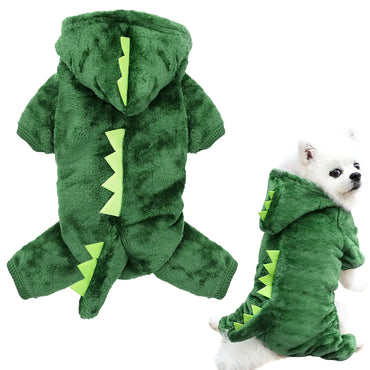 Snifii Idepet Dog Clothes Small Pet Costume Halloween Dinosaur Shark Costume Dog Clothing Puppy Outfits Funny Apparel Dressing up Party Halloween Christmas (S Green-Dinosaur Costume)