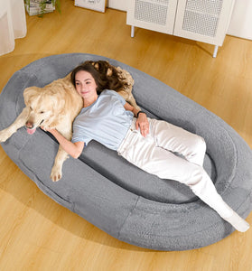 Snifii Purelax Human Dog Bed – Giant Inflatable Dog Bed for Adults & Pets with Removable Cover &Waterproof Lining (Deep Grey 71"x45"x9.8")