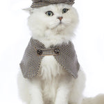 Snifii Cat Halloween Costume – Cute Plaid Pet Shirt with Classic Hat for Cats (M)