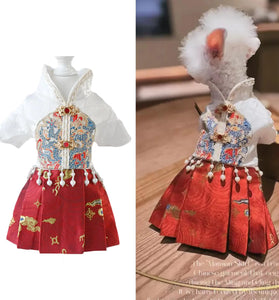 snifii Red Cheongsam Pet Dress for Festive Occasions