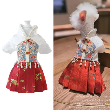 snifii Red Cheongsam Pet Dress for Festive Occasions